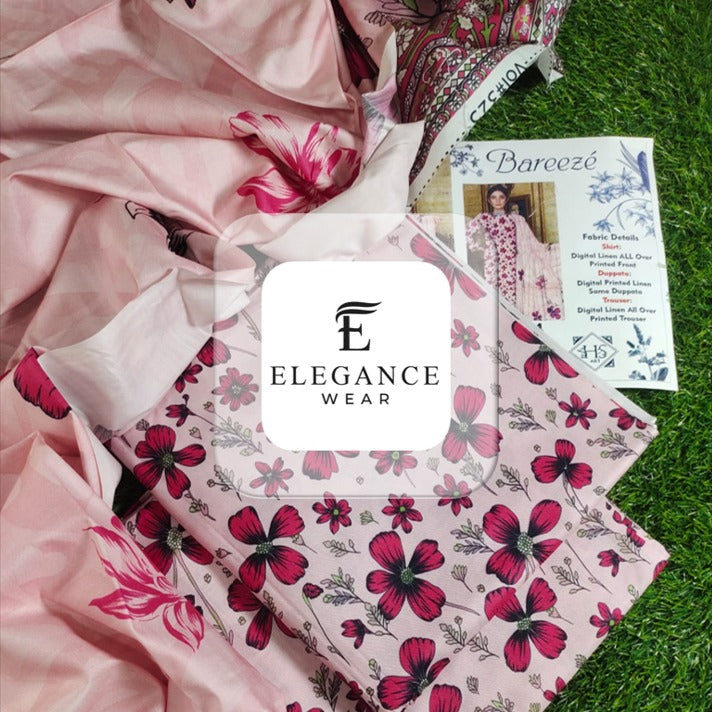 Breeze| 3-Piece Linan Suit| 16 Designs/ Digital Prints| Elegance Wear