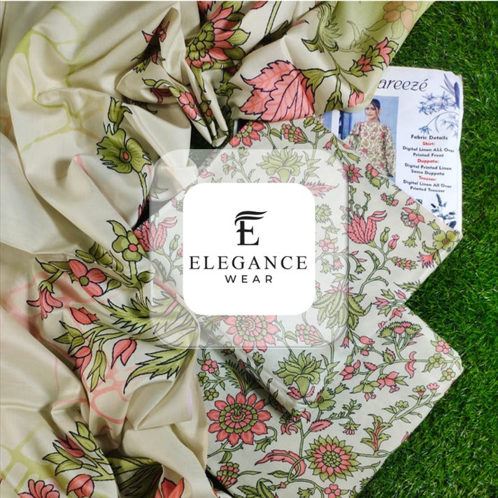 Breeze| 3-Piece Linan Suit| 16 Designs/ Digital Prints| Elegance Wear