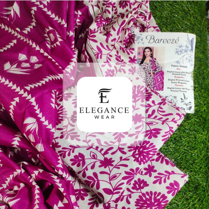 Breeze| 3-Piece Linan Suit| 16 Designs/ Digital Prints| Elegance Wear