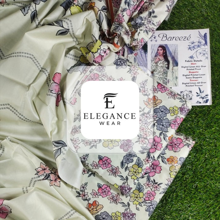 Breeze| 3-Piece Linan Suit| 16 Designs/ Digital Prints| Elegance Wear