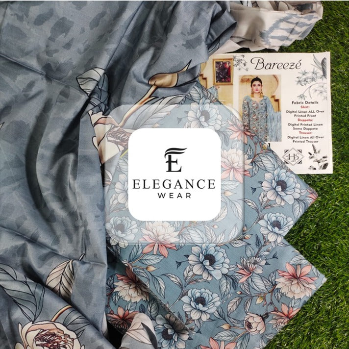 Breeze| 3-Piece Linan Suit| 16 Designs/ Digital Prints| Elegance Wear