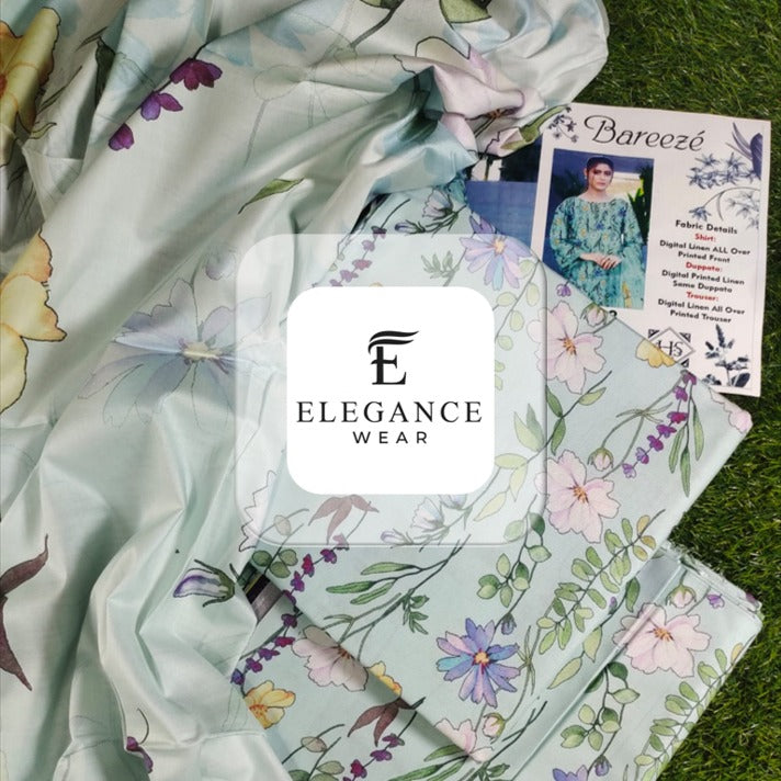 Breeze| 3-Piece Linan Suit| 16 Designs/ Digital Prints| Elegance Wear