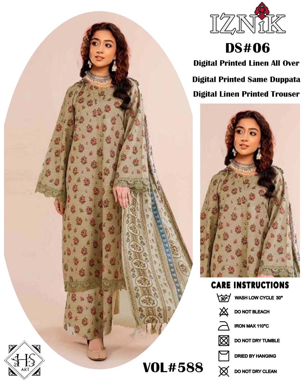 π Iznik π | 3PC Unstitched Linan Suits | Elegance Wear
