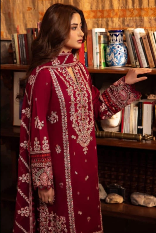 EW-1002| ZAHA Linan 72| 3-Piece Embroidered Linan Suit| Elegance Wear