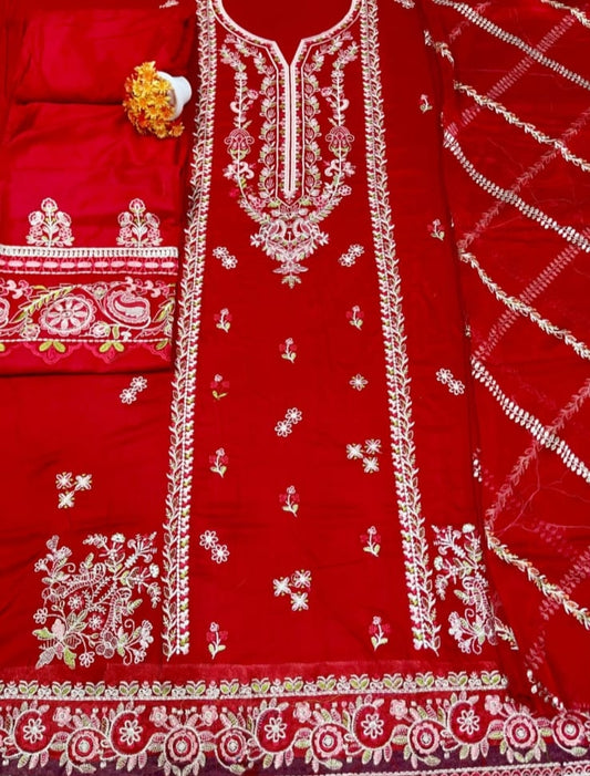EW-1002| ZAHA Linan 72| 3-Piece Embroidered Linan Suit| Elegance Wear