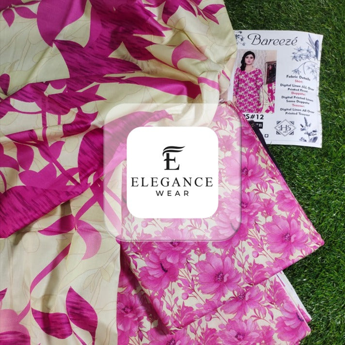 Breeze| 3-Piece Linan Suit| 16 Designs/ Digital Prints| Elegance Wear