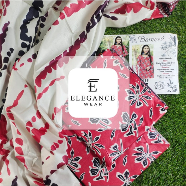 Breeze| 3-Piece Linan Suit| 16 Designs/ Digital Prints| Elegance Wear