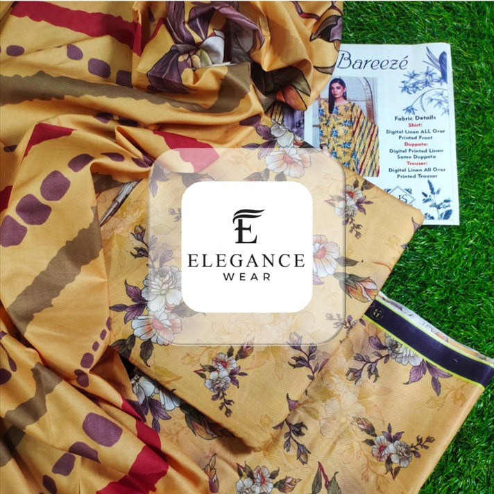Breeze| 3-Piece Linan Suit| 16 Designs/ Digital Prints| Elegance Wear