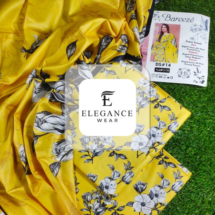 Breeze| 3-Piece Linan Suit| 16 Designs/ Digital Prints| Elegance Wear