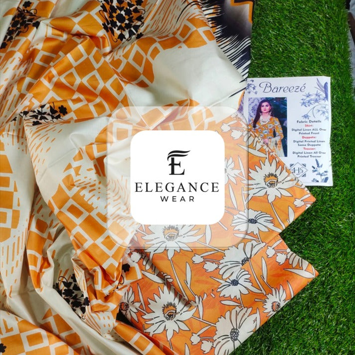 Breeze| 3-Piece Linan Suit| 16 Designs/ Digital Prints| Elegance Wear