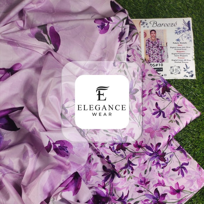 Breeze| 3-Piece Linan Suit| 16 Designs/ Digital Prints| Elegance Wear