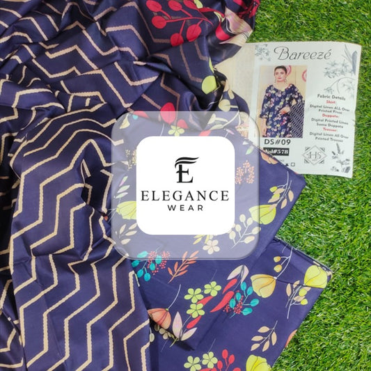 Breeze| 3-Piece Linan Suit| 16 Designs/ Digital Prints| Elegance Wear