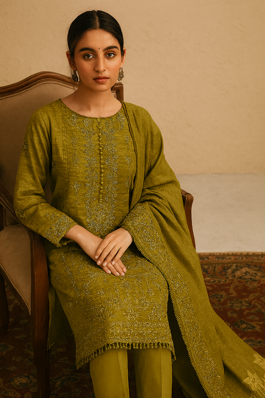 Bulbul Piyari unstitched 3-piece embroidered lawn suit with Multani Bana Dora dupatta – EWD-8