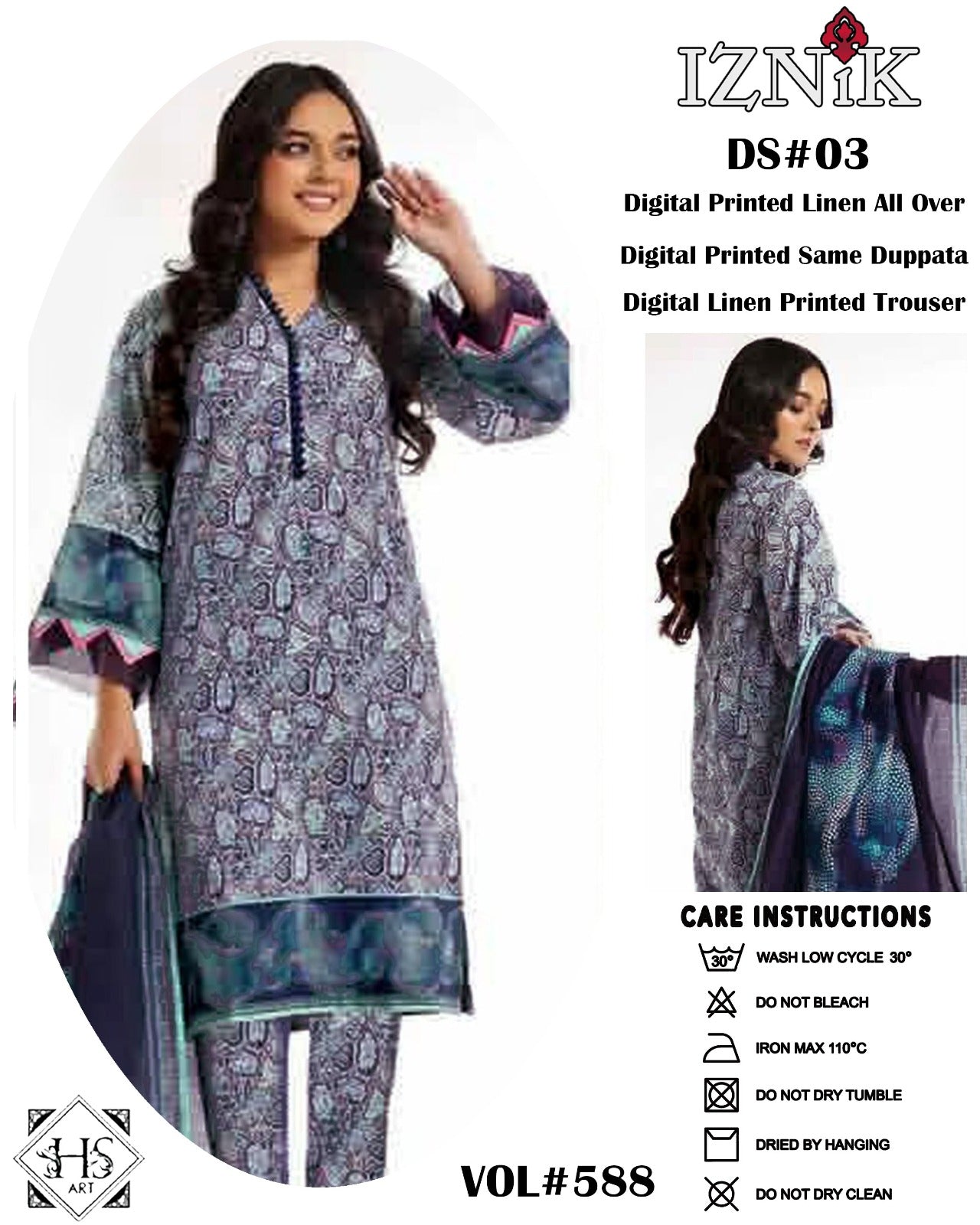 🍁 Iznik 🍁 | 3PC Unstitched Linan Suits | Elegance Wear