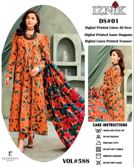 🍁 Iznik 🍁 | 3PC Unstitched Linan Suits | Elegance Wear